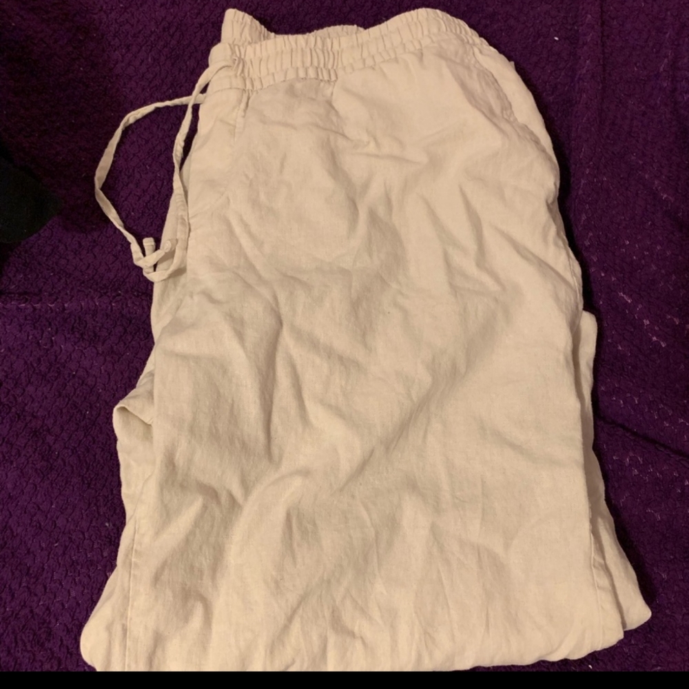 Khaki linen pants